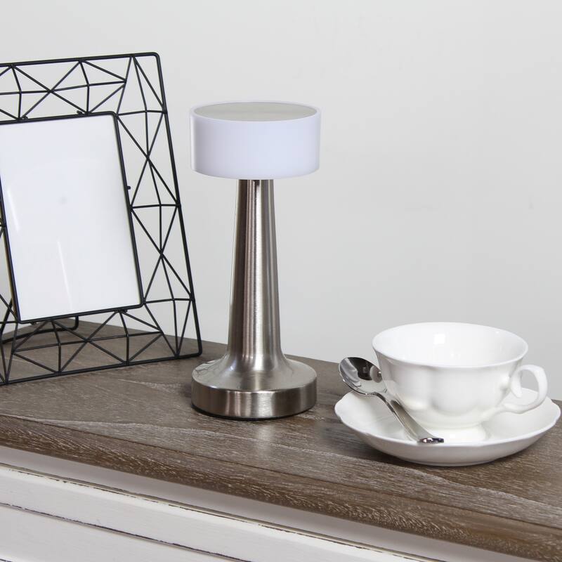 LED Metal Saucer Mini Touch Sensor Desk Lamp - 8.5" - Silver