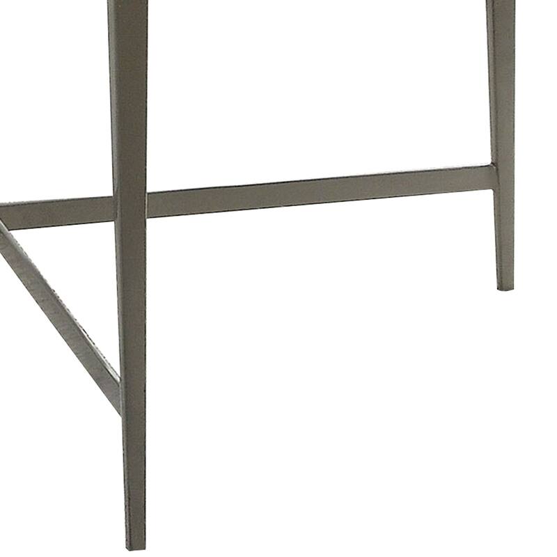Round Glass Top Coffee Table with X Support Metal Base, Silver
