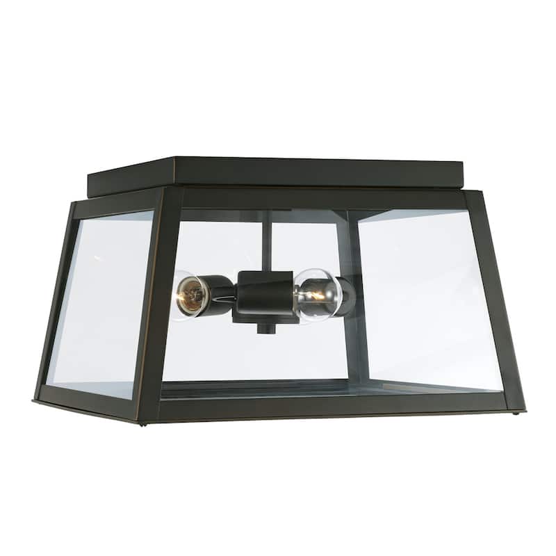 Leighton 14.5" 3-light Outdoor Flush Mount w/ Clear Glass - Oiled Bronze