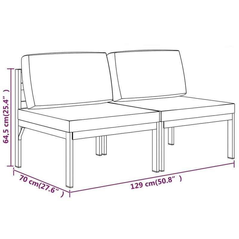 vidaXL Patio Sofa with Cushions Aluminum Anthracite