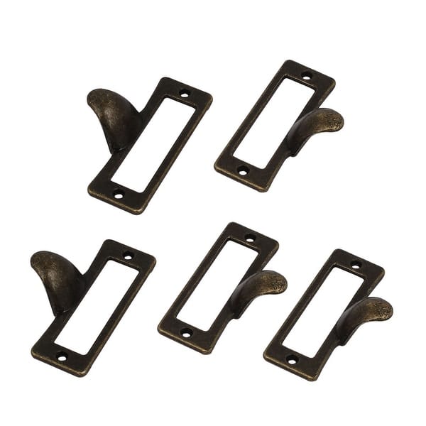 Office Drawer Metal Tag Frame Label Holder Pull Handle 5pcs Bronze