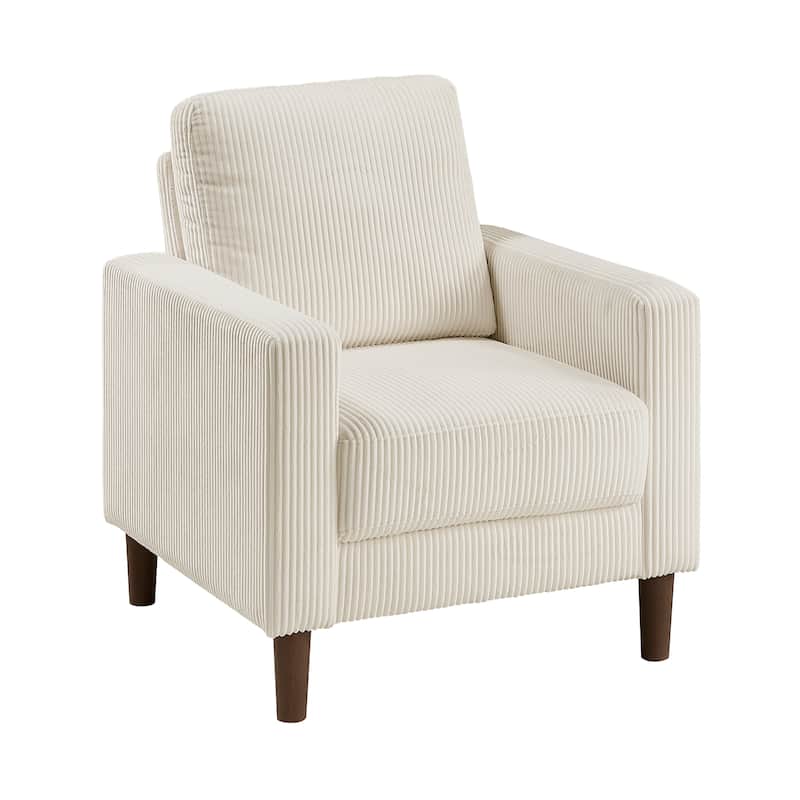 Caspian Corduroy 3-Piece Living Room Set - Wood Finish Exposed Feet