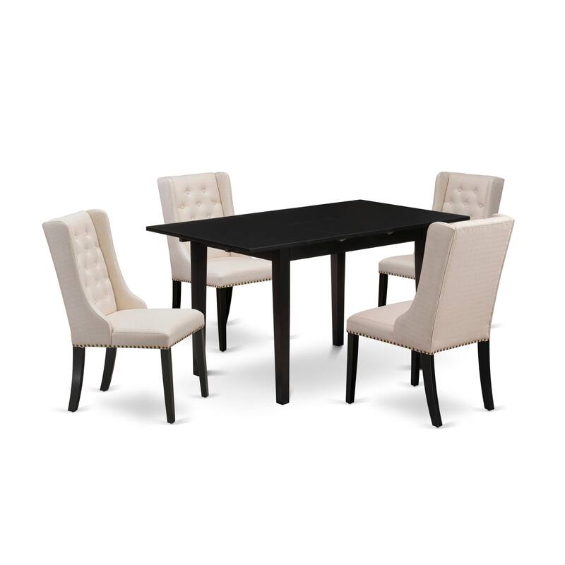 East West Furniture Dining Table Set Contains a Rectangle Dinner Table and Dining Chairs (Pieces And Finish Color Options)