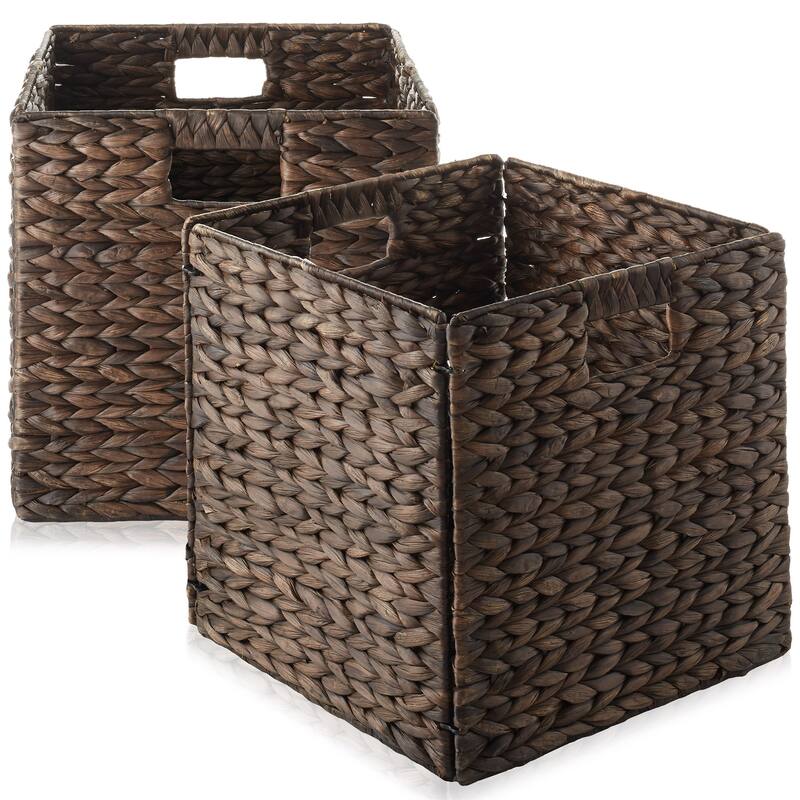 13 x 13in Water Hyacinth Storage Baskets Set of 2