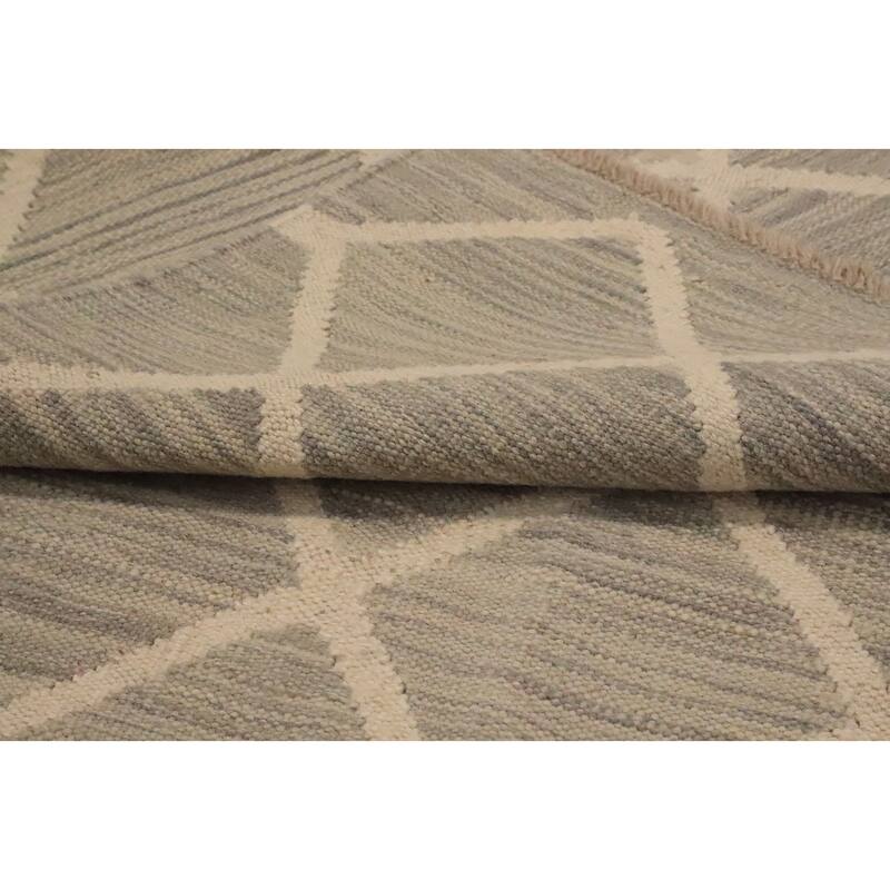 Hand Woven Oriental 100% Wool Carpet Southwestern Modern Greys & Charcoal Kilim Area Rug - 6' 6'' X 5' 1''