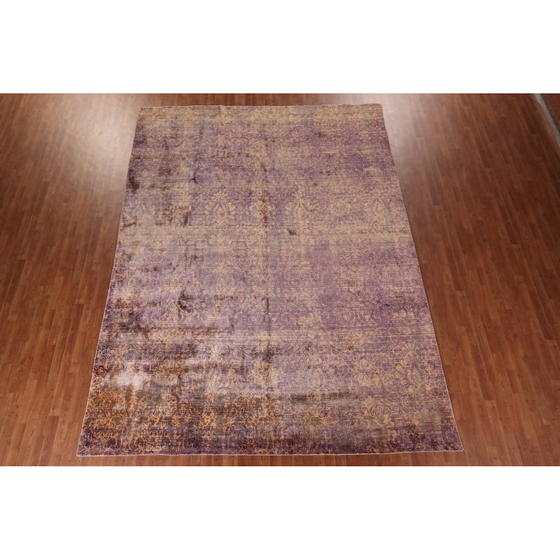 Contemporary Art & Craft Indian Area Rug Handmade Wool Carpet - 9'9"x 13'0"
