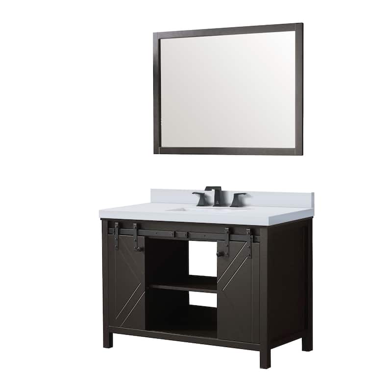 Marsyas 48 in W x 22 in D Brown Bath Vanity, Cultured Marble Countertop, Faucet Set and 44 in Mirror
