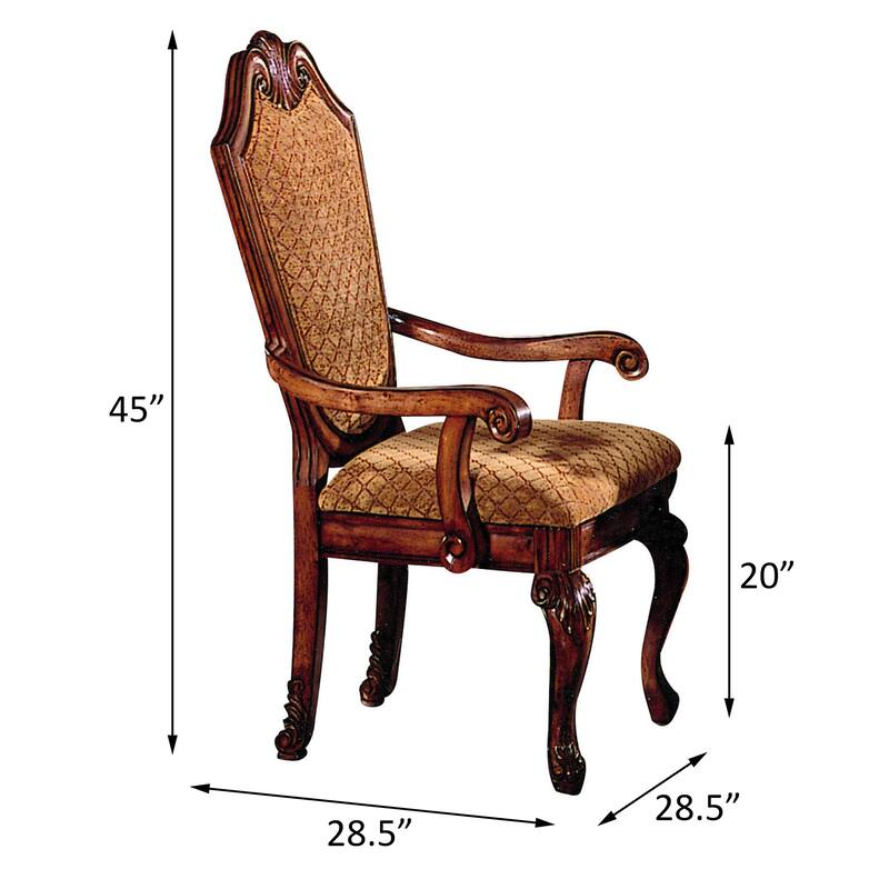 Beige and Cherry Arm Chairs with Arched Backrest (Set of 2)