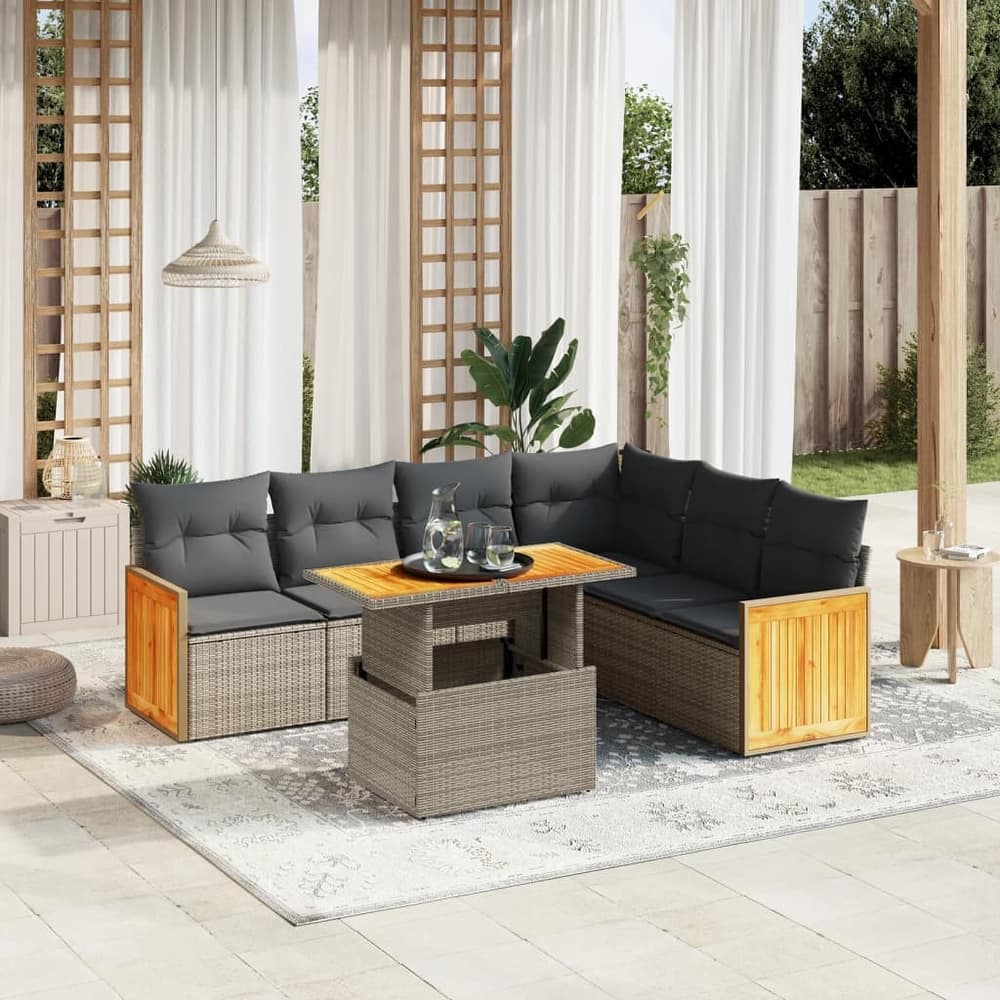 7 Piece Patio Sofa Set with Cushions