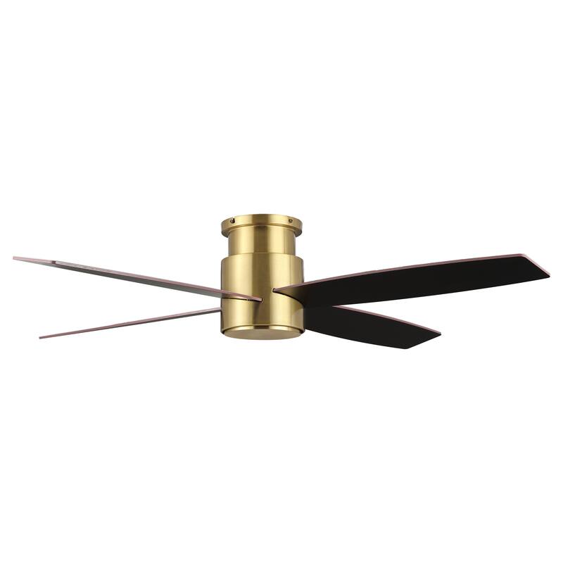 WINGBO 44" and 52" Flush Mount DC Ceiling Fan without Lights, 4 Reversible Blades