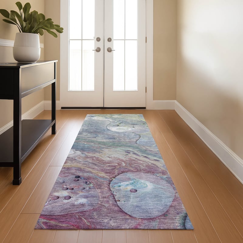 Premium Washable Super Soft Abstract Chic Mayfield Rug - Blue - 2'3" x 7'6"
