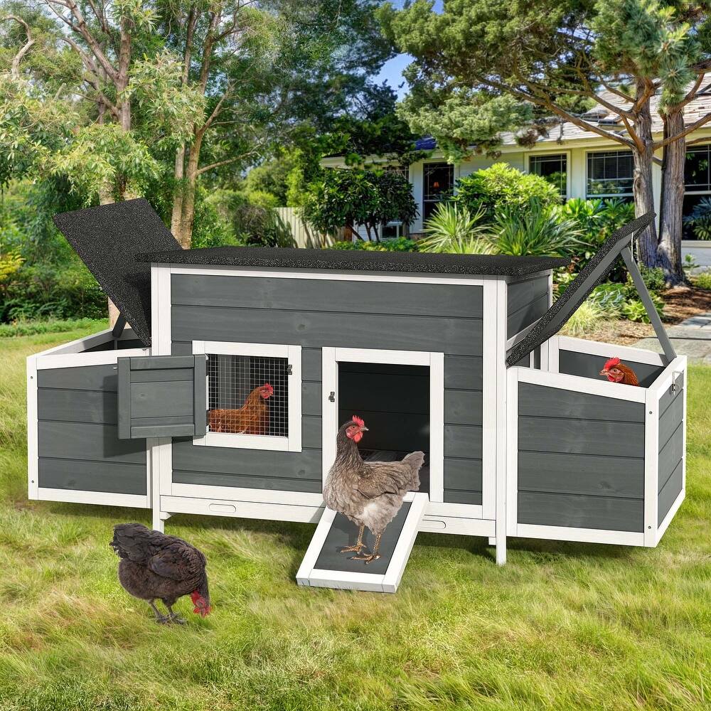 Outdoor Wooden Chicken Coop Hen House with Nesting Box and Run Poultry Cage