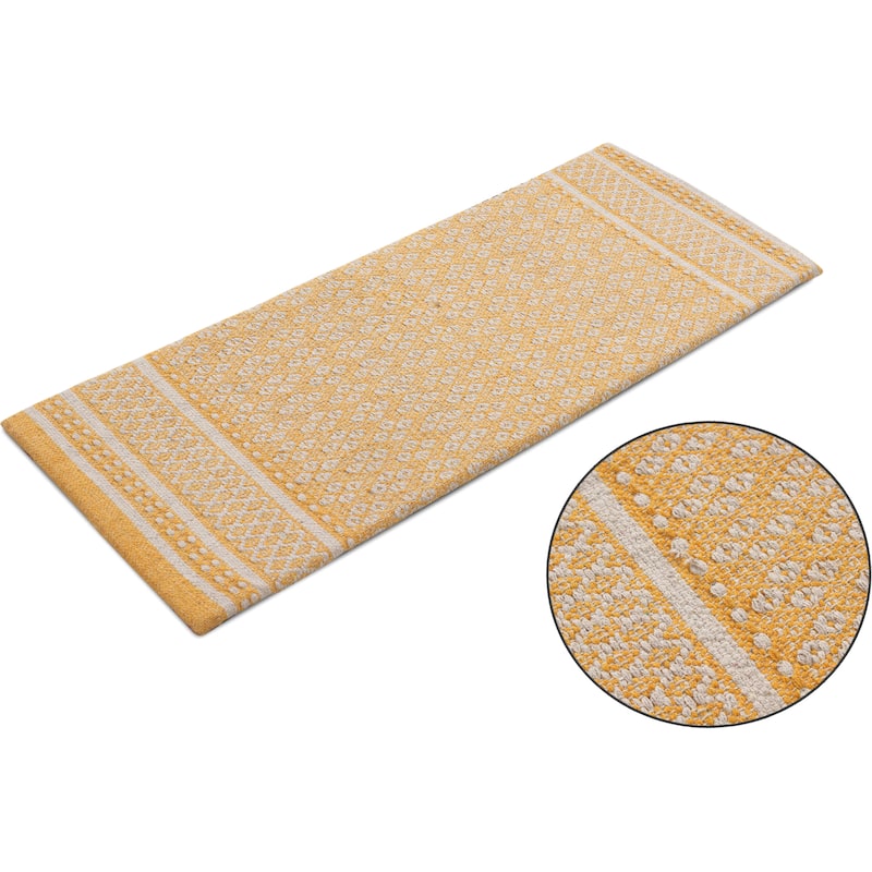 Luxurious Woven Cotton Kitchen Runner Mat Rug - Anti-Fatigue, Anti-Skid, Cushioned - 18''x48''