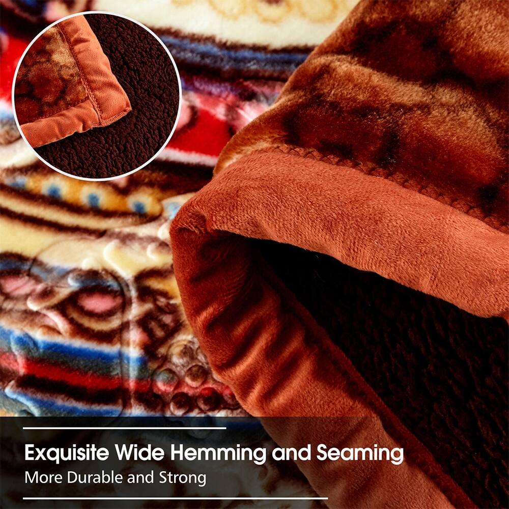 3 Ply Heavy Thick Warm Comforter Set 2 Pillow Shams Brown Medallion