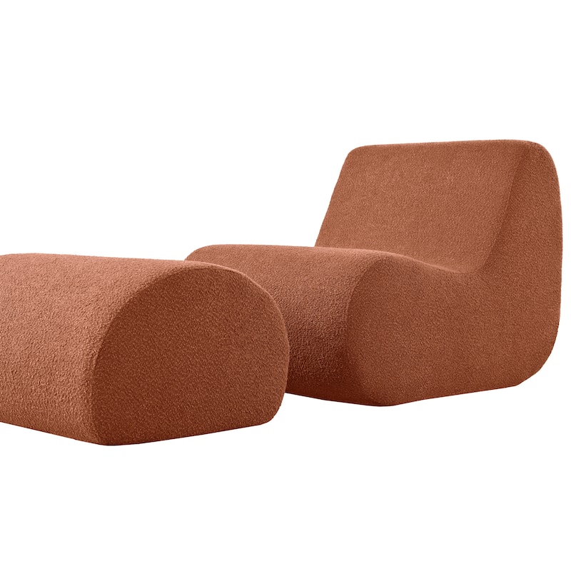 Elegant Accent Chair with Ottoman,Stylish Curved Design and Minimalist Lines, High-Resilience Foam for Luxurious Seating
