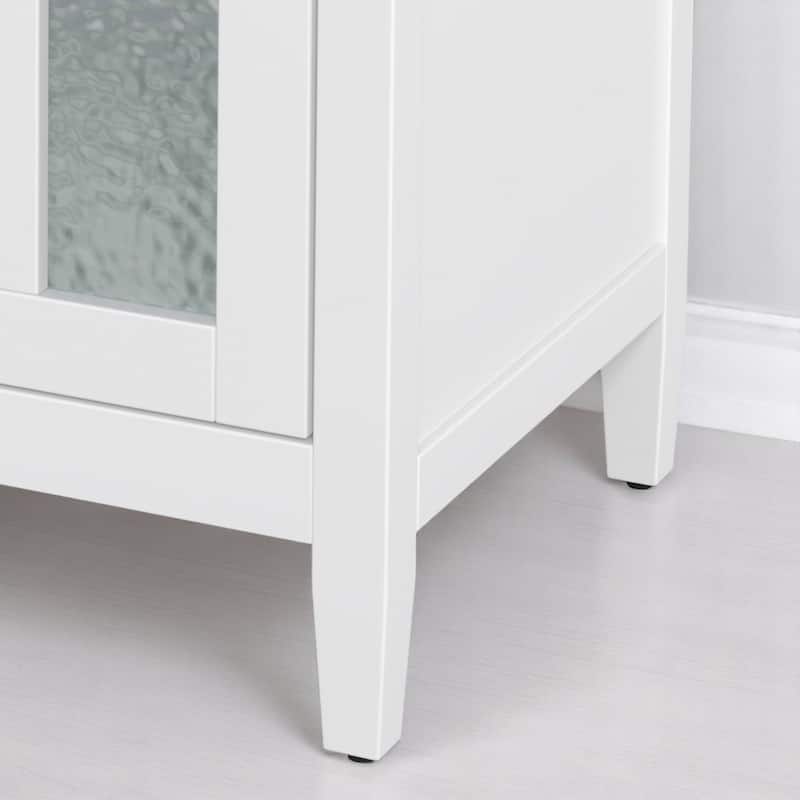 30" Bathroom Vanity with Ceramic Sink, Solid Wood Tapered Legs, Tip-Out Tray & Soft-Close Hinges