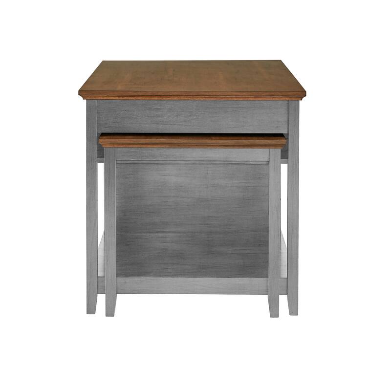 Eleanor Two-Tone Antique Finish Extendable Kitchen Island with 3 Drawers by iNSPIRE Q Classic