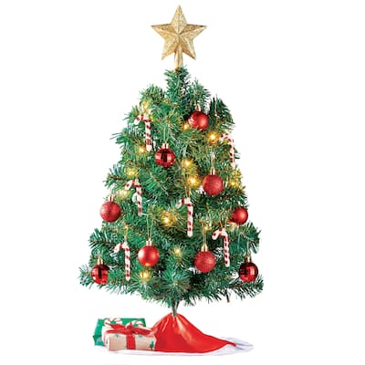 LED Lighted 24-inch Candy Cane 22-Piece Tabletop Tree Set - 14 x 24 x 14
