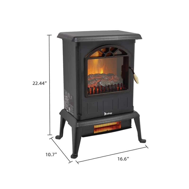 1500W Infrared Portable Space Heater Freestanding Fireplace, Black