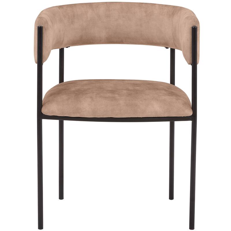 Dining Chair in Leather with Open-Back and Powder Coated Iron Legs Set of 2