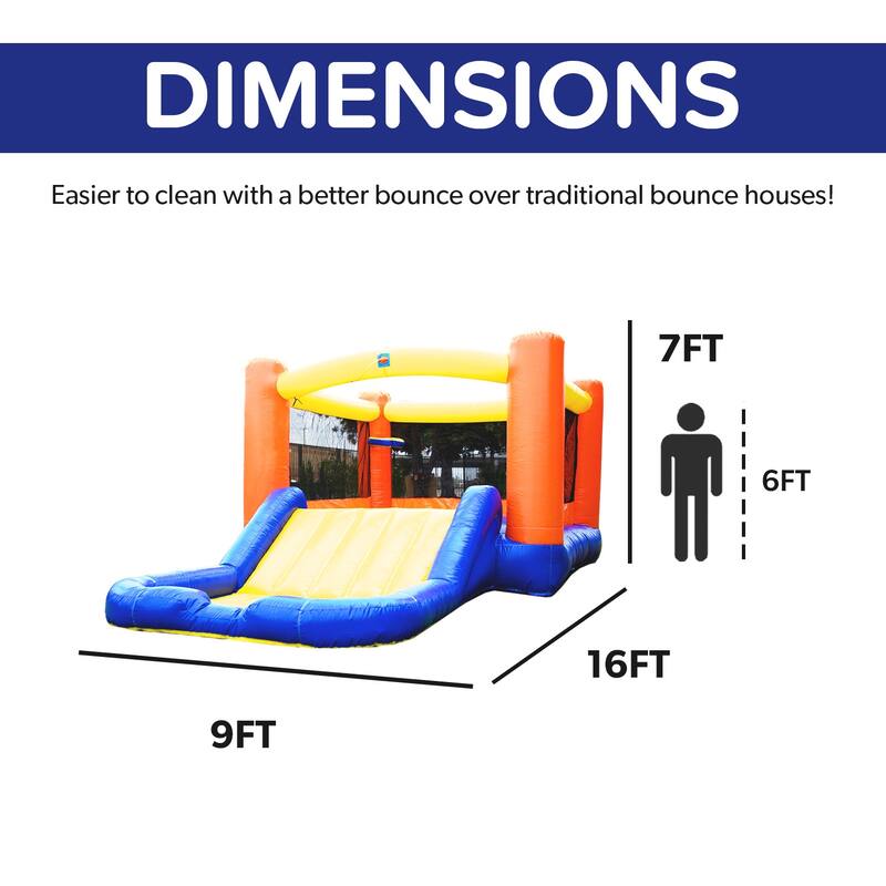 HeroKiddo Jump Small Bounce House Water Slide Combo with Pool for Little Kids & Toddlers (with Air Blower), Indoor Outdoor Play