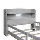preview thumbnail 7 of 6, Wooden Twin Size Platform Bed Frame with LED Light and Storage Headboard, Grey