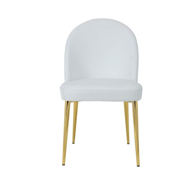 Gold/White Faux Leather Upholstered Metal Frame Dining Chair, Set of 2, Sturdy Dining Chair for Dining Rooms - 17.5