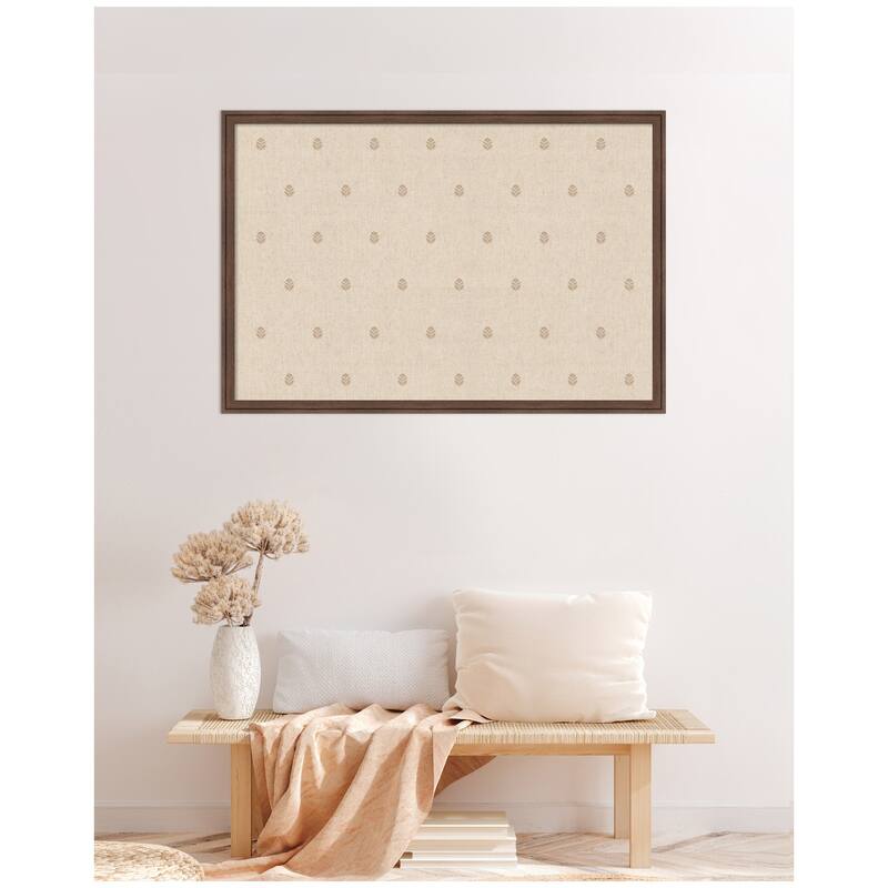 Kate and Laurel Pinboard Beige Botanical Block Print