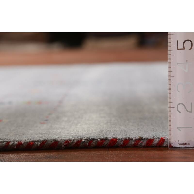Hand Knotted Oriental 100% Wool Carpet Tribal Animal Pictorial Greys & Charcoal Gabbeh Area Rug - 7' 10'' X 5' 0''