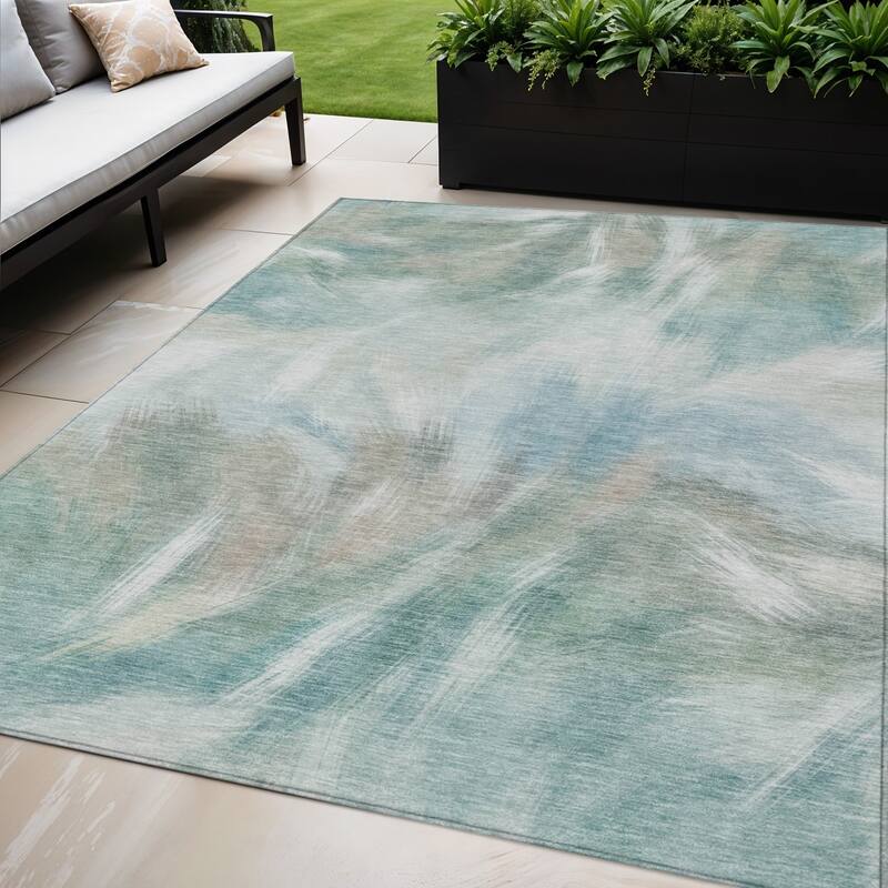 HomeRoots Abstract Transitional Rectangle Outdoor Rug - 5' X 8'