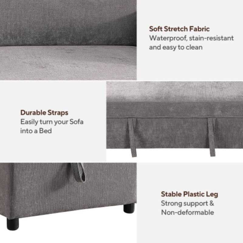 Upholstered Sleeper Sectional Sofa with Storage, USB Ports and Cup Holders, Multi-Functional Modern Sectional Sofa