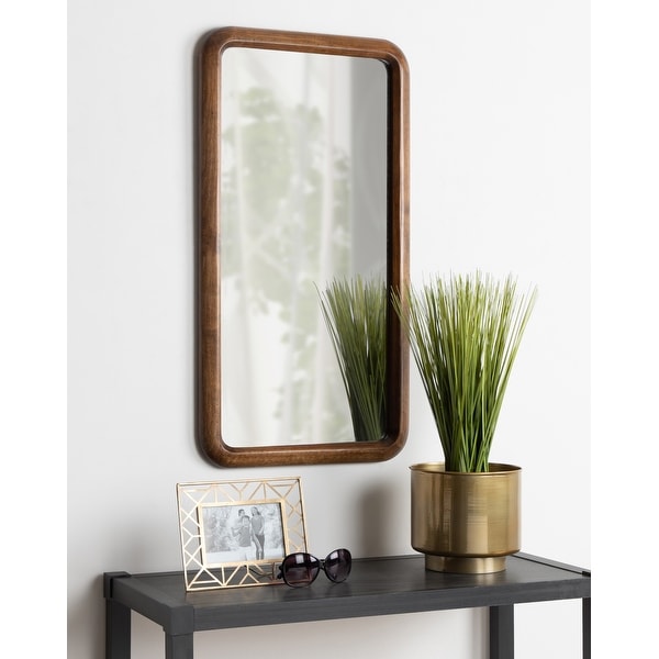 Kate and Laurel Pao Framed Wood Wall Mirror - Walnut Brown