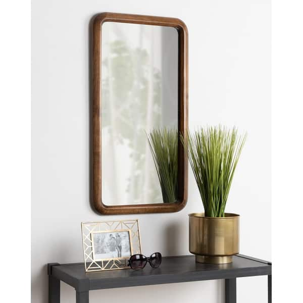 Kate And Laurel Pao Framed Wood Wall Mirror Walnut Brown