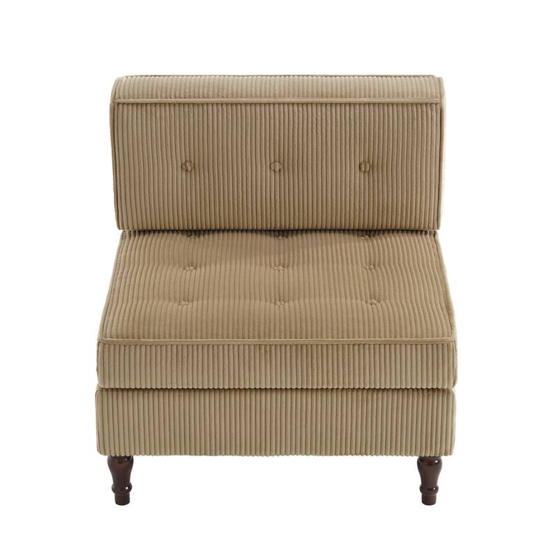 Modular Corduroy Armless Chair Upholstered Lounge Sofa