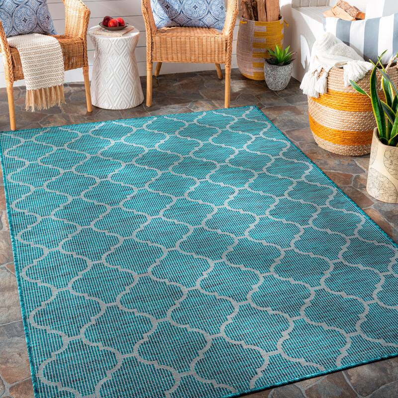 Artistic Weavers Asya Traditional Trellis Outdoor Area Rug - 2'6" x 4' - Teal