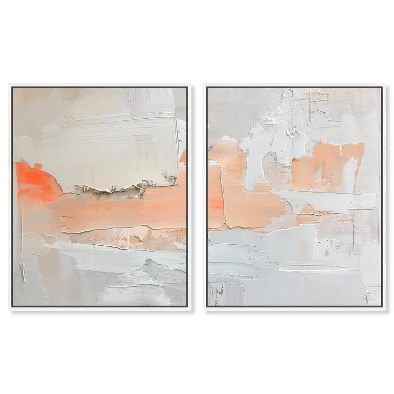 Orange Mist Halo Canvas Set of 2 by Art Remedy - 20" x 24" - White