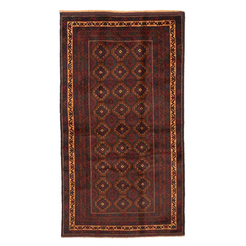 ECARPETGALLERY Hand-knotted Teimani Brown, Red Wool Rug - 3'10 x 7'1