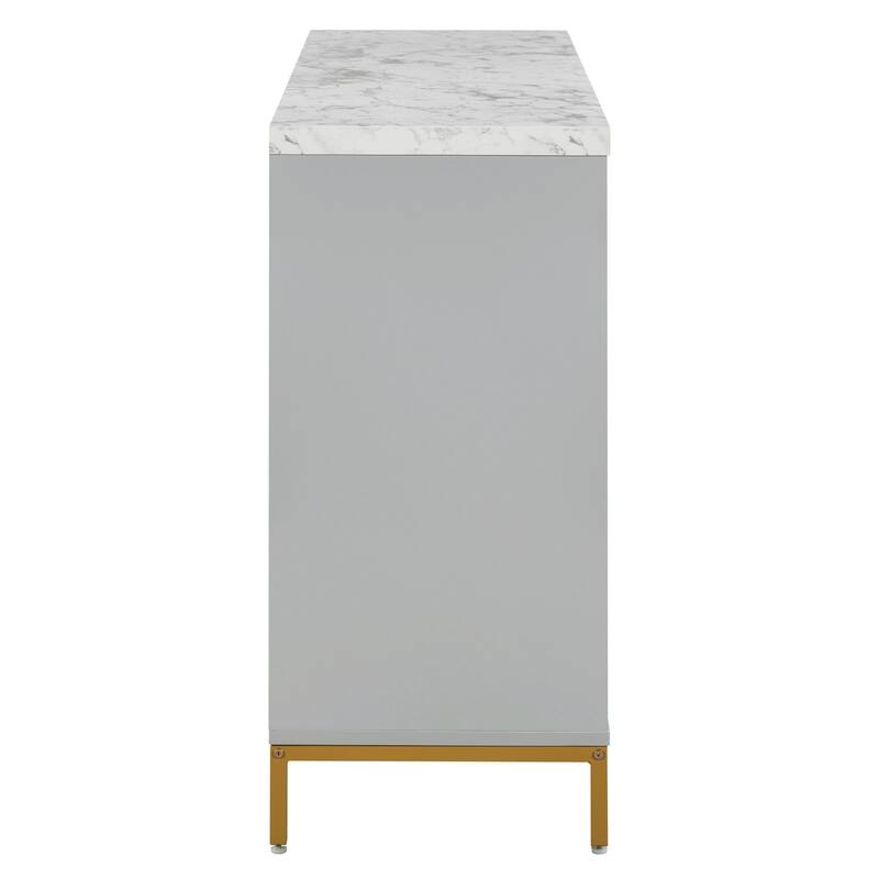 Light Gray Buffet Cabinet Sideboard Faux Marble Table Top Console Table