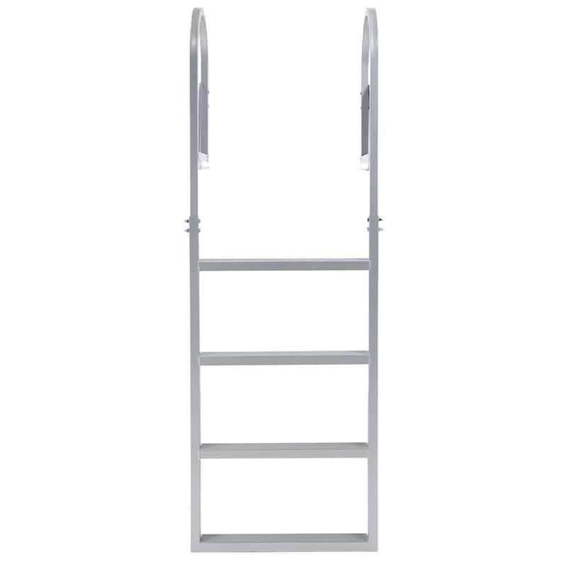 Flip Up Dock Ladder 350lbs 4-Steps for Lake, Pool - Silver