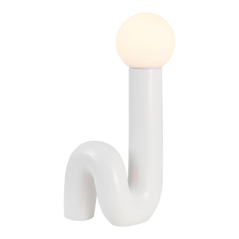 Katya 18" Scandinavian Minimalist Ceramic Spiral Tube LED Table Lamp, by JONATHAN Y