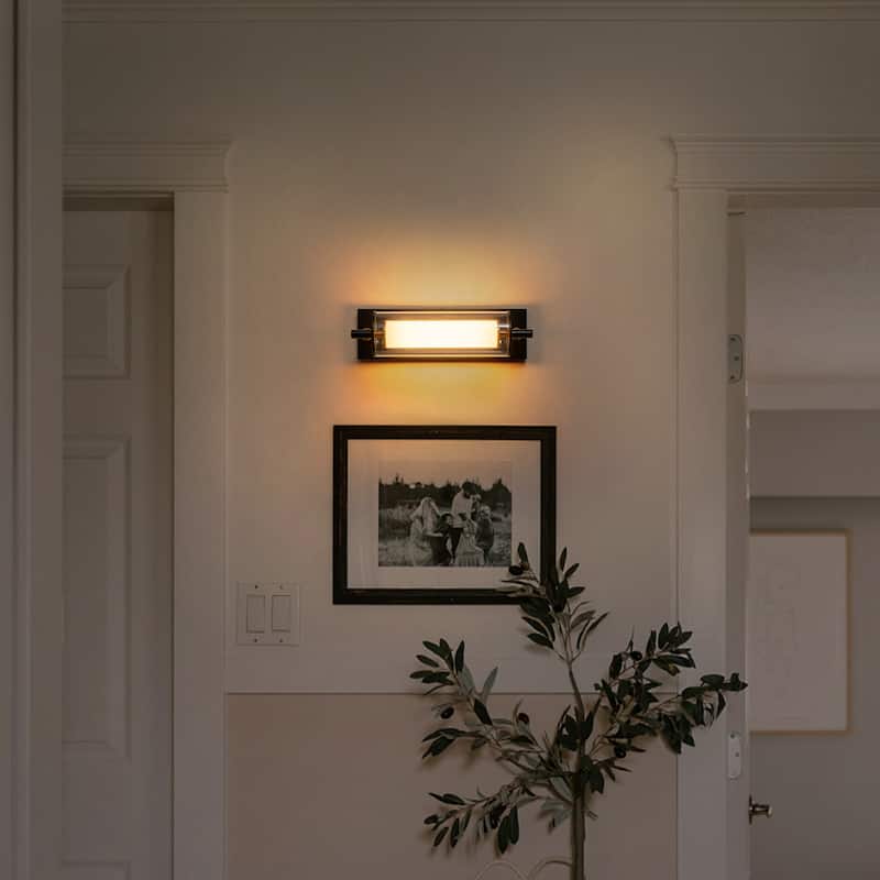 Double-Layer Cylindrical Clear Glass LED Wall Sconce Modern Industrial