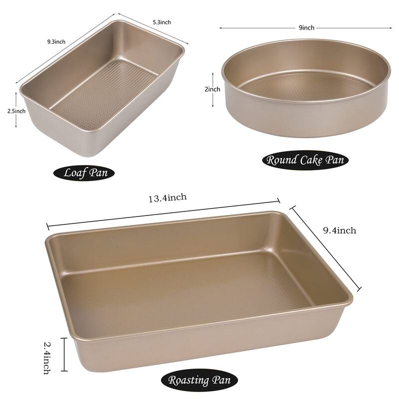 Nonstick Bakeware Sets Textured 6Piece with Cookie Sheet Set,Round
