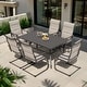 preview thumbnail 12 of 10, Nuu Garden Outdoor Rectangle Powder-coated Iron Dining Table with 1.57'' Umbrella Hole