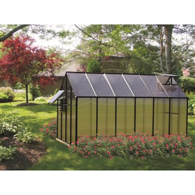 MONT 8 ft x 12 ft Mojave Edition Black Finish Greenhouse with Heater