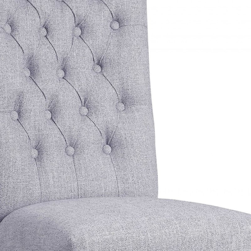 Grey Fabric Tufted Side Chairs with Solid Wood Legs Set of 2 - 21” L x 25” W x 41” H