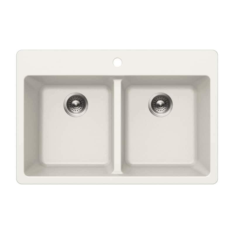 Houzer M-300 Quartztone 33" Drop In Double Basin Granite Composite - Cloud