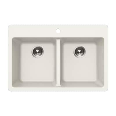 Houzer M-300 Quartztone 33" Drop In Double Basin Granite Composite