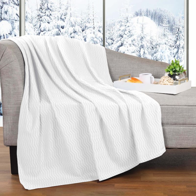 Superior Jena Cotton Textured Chevron Lightweight Woven Blanket
