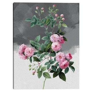 Pink Roses Grey Canvas Art Print