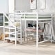 preview thumbnail 1 of 7, Stoarge Shelves Full Size Loft Bed with Built-in Storage Wardrobe and Staircase and Hanger for Clothes White